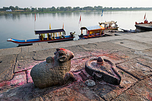 象征,纳尔默达河,河,堡垒,中央邦,印度,亚洲