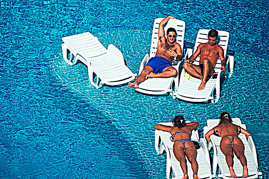 墨西哥,尤卡坦半岛,胜地,坎昆,游泳池,客人