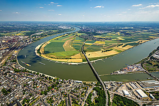 洪水,预防,莱茵河,堤岸,相对,桥,杜伊斯堡,北莱茵威斯特伐利亚,德国,欧洲