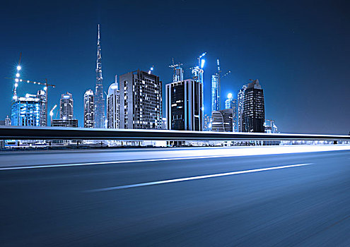 迪拜城市公路夜景