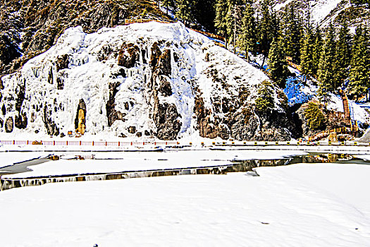 新疆,河流,雪地,冰