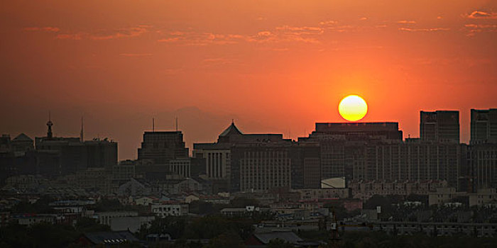 城市天际线,日落,北京,中国