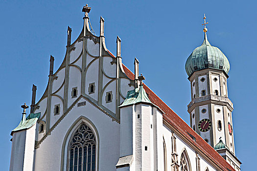 教堂,大教堂,后歌特式,罗马天主教,奥格斯堡,巴伐利亚,德国,欧洲