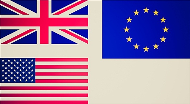 复古,看,旗帜,英国,欧盟,美国