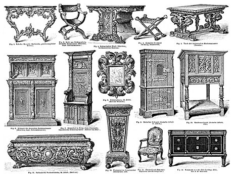 历史,艺术,木工,家具,风格,文艺复兴,迟,哥特式,19世纪