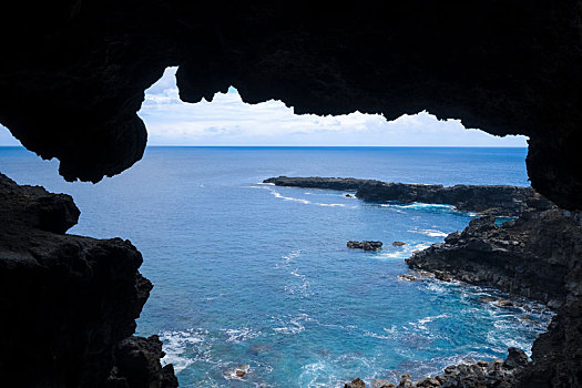 悬崖,太平洋,风景,洞穴,复活节岛
