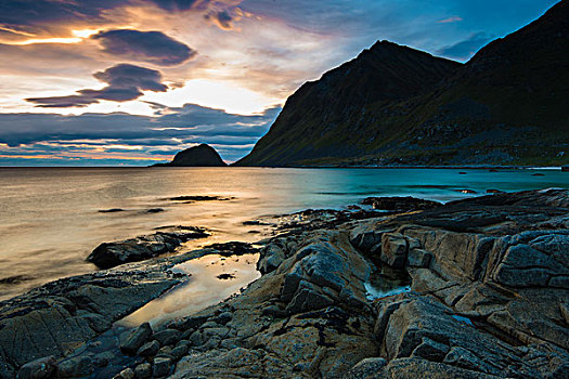 海滩,罗弗敦群岛,挪威,欧洲