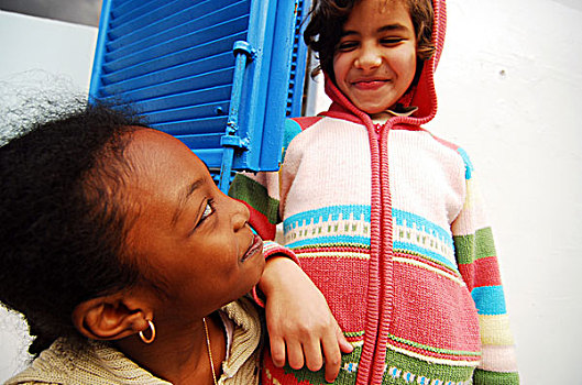 libya,tripoli,two,girls,looking,at,each,other
