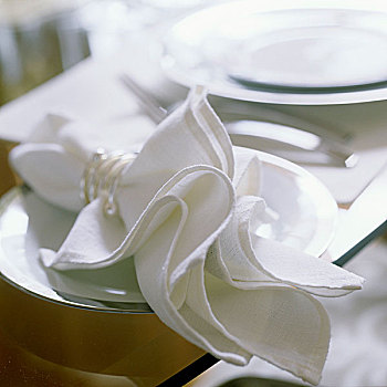 白色,餐巾,盘子