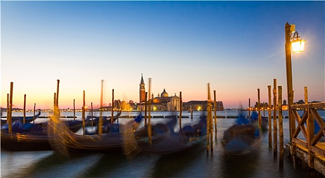 小船,日出,圣乔治奥,马焦雷湖,教堂,威尼斯,意大利