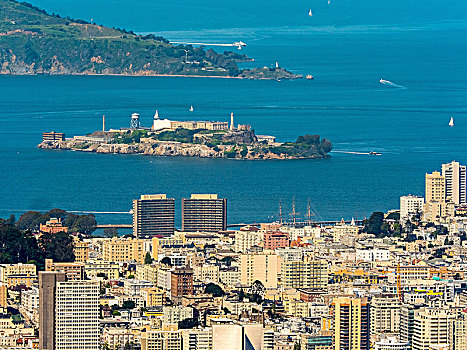 风景,阿尔卡特拉斯岛,旧金山,旧金山湾,区域,美国,加利福尼亚