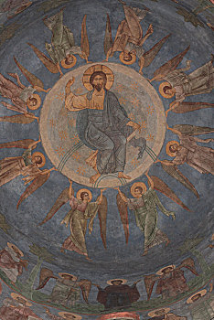 耶稣,12世纪,艺术家,古老,俄罗斯,壁画