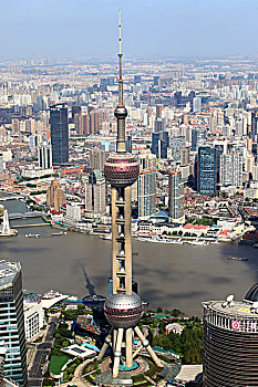 上海,建筑,俯视