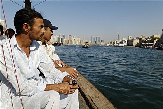 乘客,迪拜河,阿联酋,阿拉伯,近东
