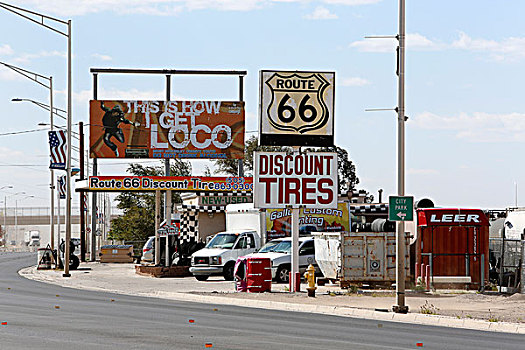 老,标识,66号公路,新墨西哥,美国,北美