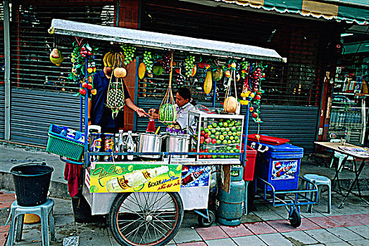 清新,果汁,摊贩,曼谷