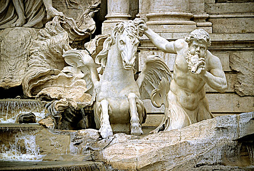 马,喷泉,罗马,拉齐奥,意大利,欧洲