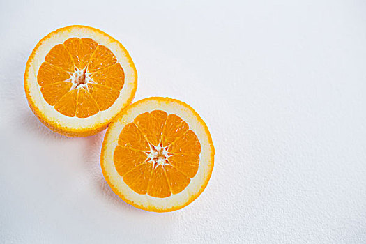 成熟,美味,橙色,切削,两个,一半,白色背景,背景