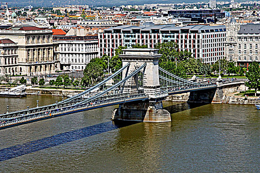 链索桥,多瑙河,布达佩斯,匈牙利,欧洲