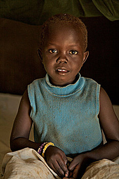 微笑,孩子,居民区,朱巴,南,苏丹,十二月,2008年