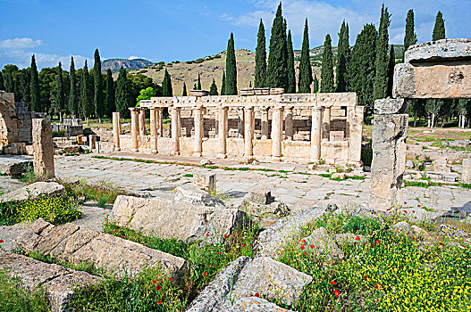 古老,罗马,墓地,遗址,希拉波里斯,棉花堡,安纳托利亚,土耳其,亚洲