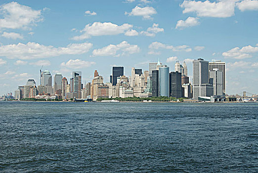 天际线,风景,水,纽约,美国
