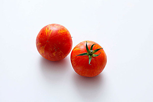 两个,红色,条纹,西红柿,白色,表面