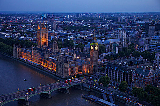 英国,英格兰,伦敦,俯拍,议会大厦,大本钟,泰晤士河,伦敦眼