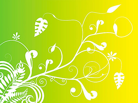 抽象,花卉图案,黄色,绿色,完美,背景