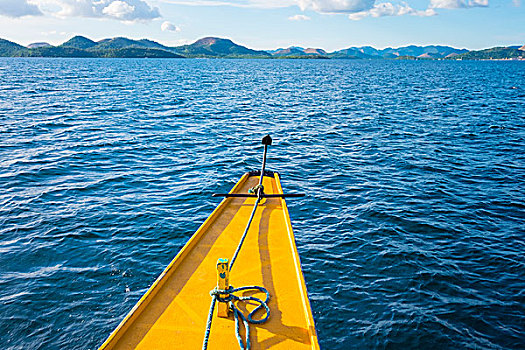 船首,船,蓝色背景,水,巴拉望岛,菲律宾,亚洲