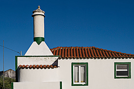 葡萄牙,亚速尔群岛,圣马利亚,岛屿,房子,传统,烟囱