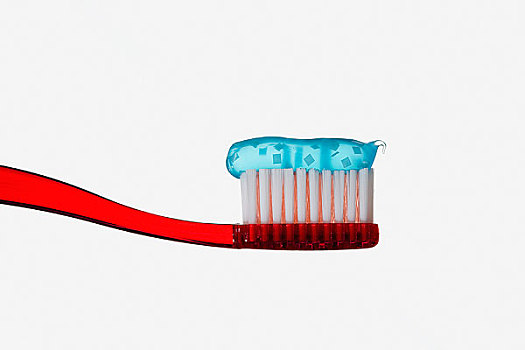 牙刷,蓝色,牙膏