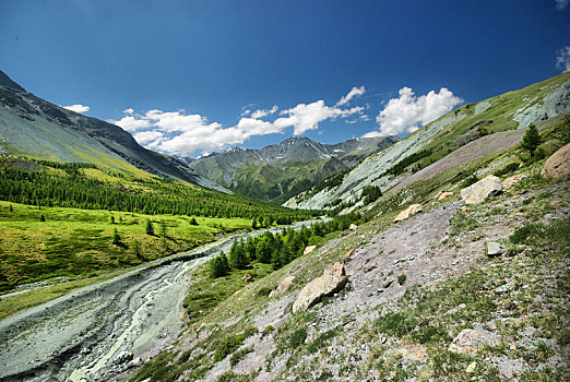 山,河,水流,峡谷,石头,岩石,陆地,靠近,漂亮,山景