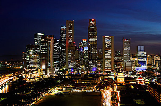 天际线,新加坡,夜晚