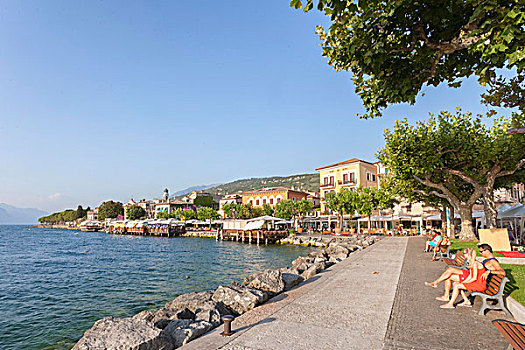 餐馆,河边,散步场所,加尔达湖,意大利