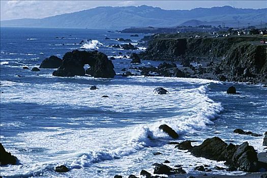 加利福尼亚,海岸,碰撞,岩石,岸边
