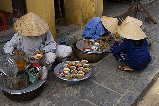 越南,靠近,惠安,街景,女人,街道,厨房
