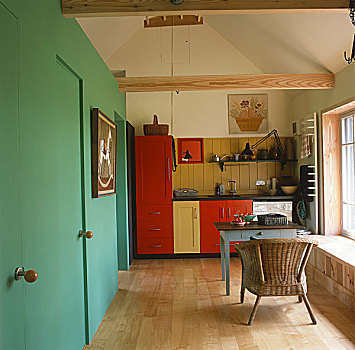 彩色,厨房,灵感,工作,瑞典,油漆工,涂绘,房子