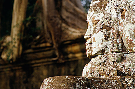 石刻,索曼罗寺,收获,柬埔寨,东南亚