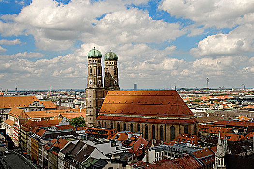风景,慕尼黑,圣母教堂,教堂,我们,女士,巴伐利亚,德国,欧洲