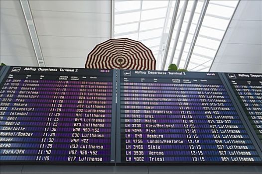 机场信息板,慕尼黑,机场,巴伐利亚,德国