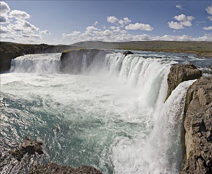 瀑布,北方,冰岛,大西洋