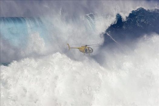 夏威夷,毛伊岛,直升飞机,拍摄,冲浪,颚部,野外,碰撞