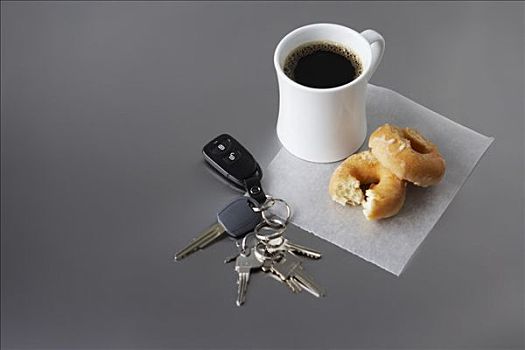 钥匙链,咖啡,甜甜圈