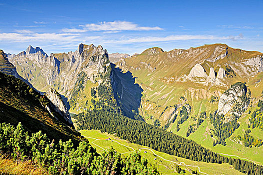 风景,山,阿彭策尔,阿尔卑斯山,瑞士,欧洲