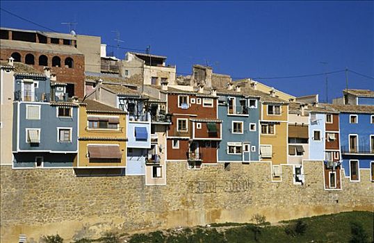 彩色,房子,建筑,白色海岸,西班牙,欧洲