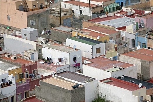 航拍,俯视,屋顶,小,西班牙人,城市