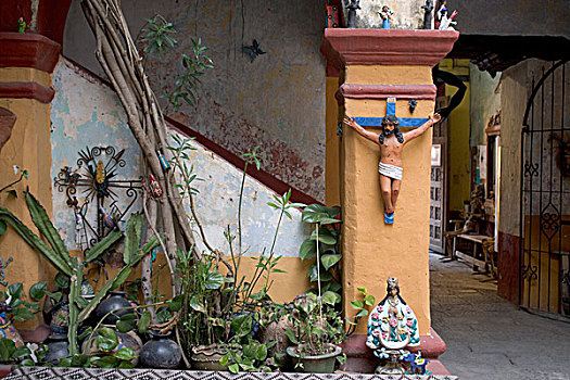 墨西哥,瓦哈卡,展示,宗教,民间艺术,象征,室内,院落,画廊,靠近,圣多明各,历史,佐卡罗
