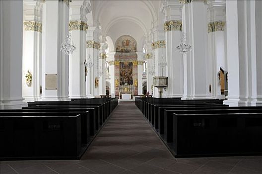 耶稣会,教堂,室内,海德尔堡,巴登符腾堡,德国,欧洲