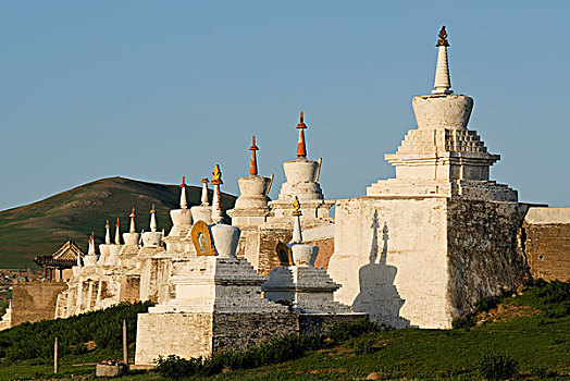 佛塔,门房,墙壁,寺院,喀喇昆仑,省,蒙古,亚洲